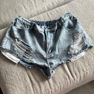 SHEIN Light Blue Ripped Jean Shorts
